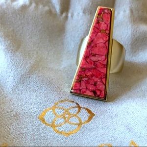 Kendra Scott Collins 14k gold Bronze Veined Red Magnesite cocktail Ring (size 6)